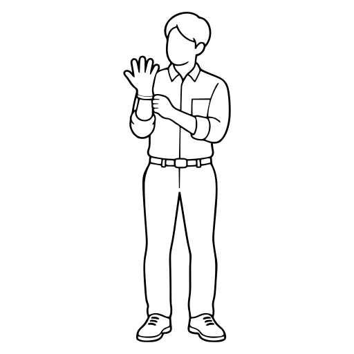 作業用手袋を着けるのイラスト（シンプル）