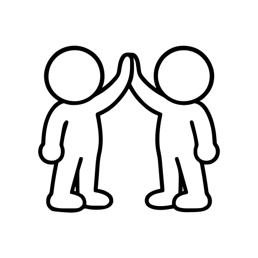 ハイタッチする2人のイラスト（丸みのあるデフォルメ）