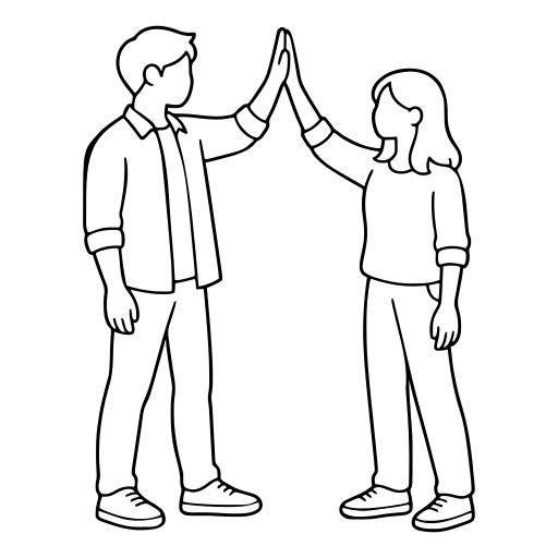 ハイタッチする2人のイラスト（シンプル）