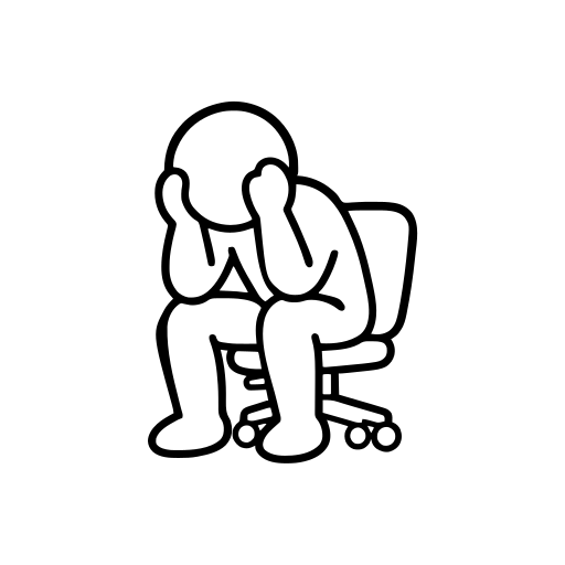 頭を抱える会社員のイラスト（丸みのあるデフォルメ）