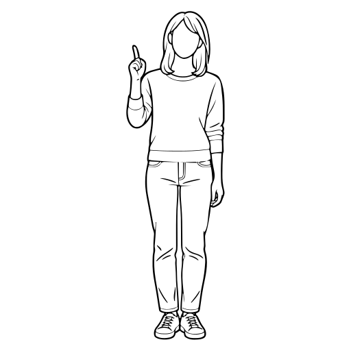 指を立ててひらめく人のイラスト（線画）