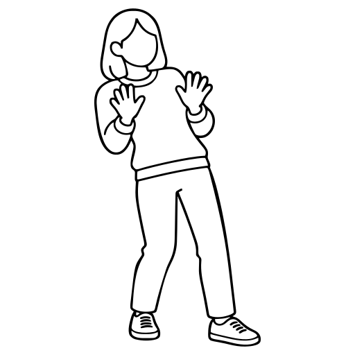 身を引いて驚く人のイラスト（シンプル）