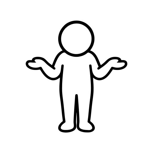 両手を広げて戸惑う人のイラスト（丸みのあるデフォルメ）