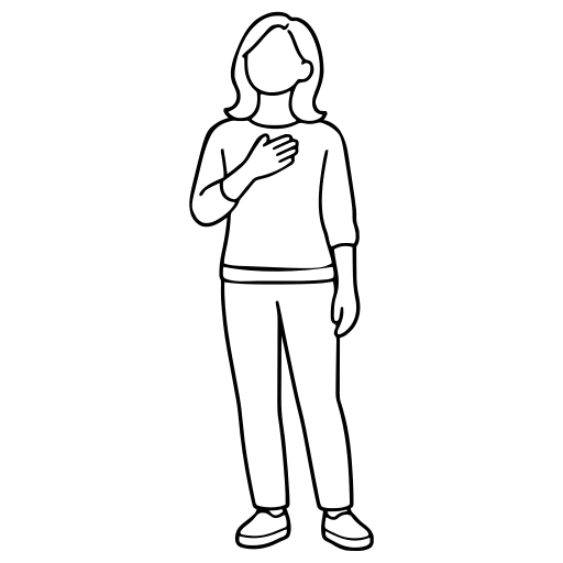 胸に手を当ててほっとする人のイラスト（シンプル）