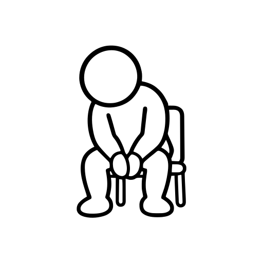 肩を落として座る人のイラスト（丸みのあるデフォルメ）