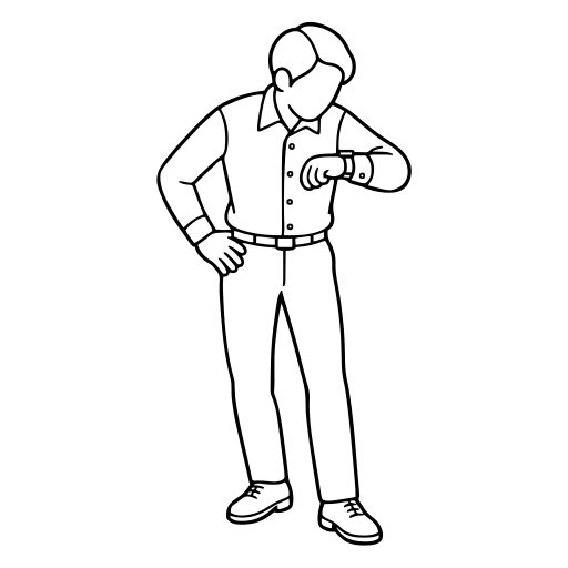 腕時計を気にする人のイラスト（シンプル）