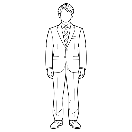 自然に立つビジネスパーソンのイラスト（線画）