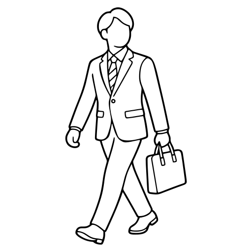 鞄を持って歩く人のイラスト（シンプル）