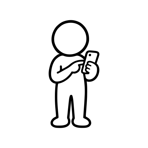 スマートフォンを操作する人のイラスト（丸みのあるデフォルメ）