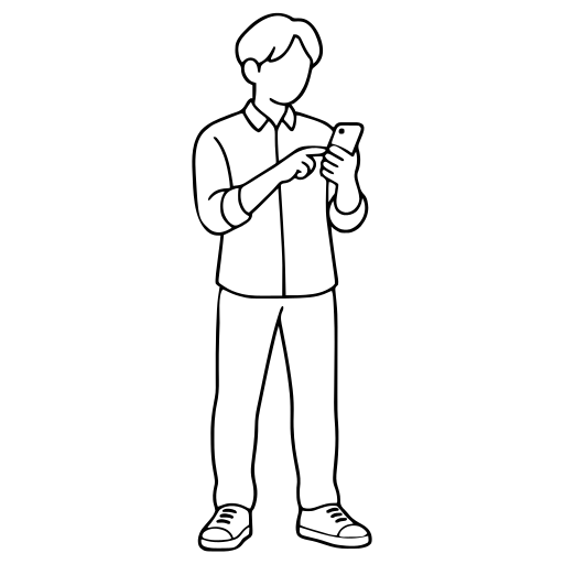 スマートフォンを操作する人のイラスト（シンプル）