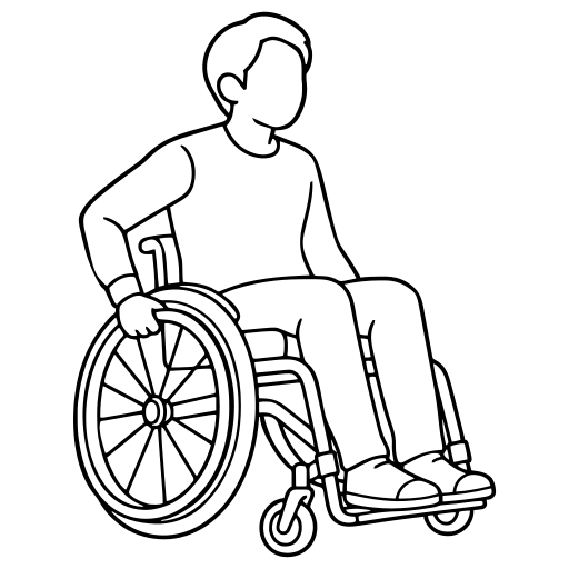 車椅子を自分で操作する人のイラスト（シンプル）