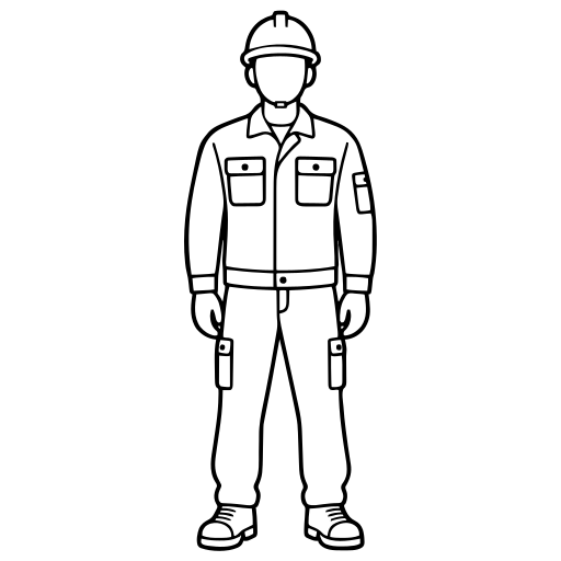 ヘルメットと作業服の作業員のイラスト（シンプル）