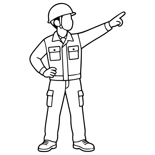 指差し確認する作業員のイラスト（シンプル）