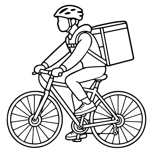 自転車で配達する人のイラスト（シンプル）