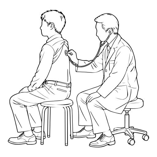患者を診察する医師のイラスト（線画）