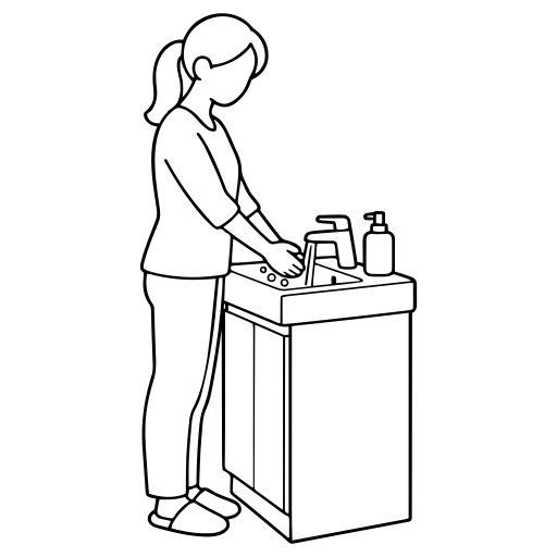 洗面台で手を洗う人のイラスト（シンプル）