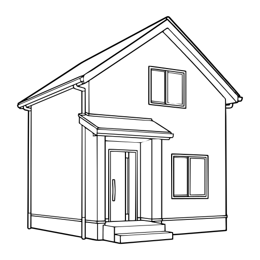 戸建て住宅のイラスト（線画）