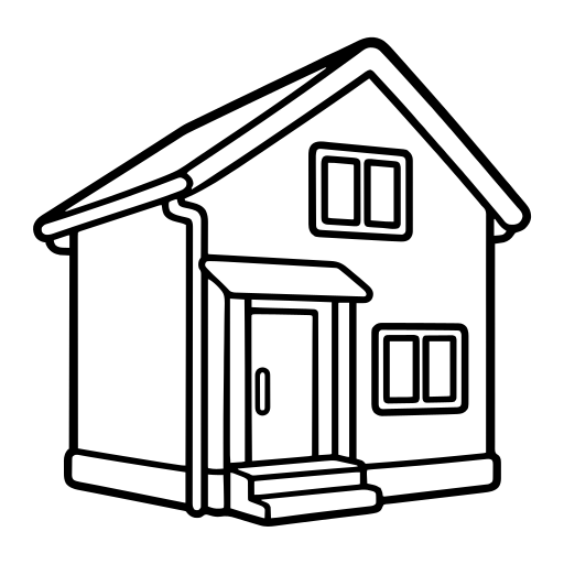 戸建て住宅のイラスト（丸みのあるデフォルメ）