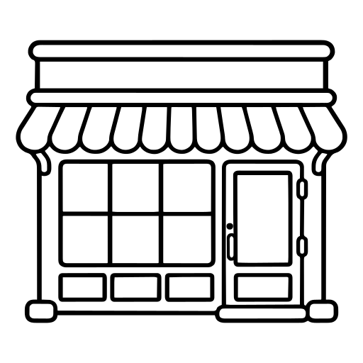 ひさしのある店舗のイラスト（丸みのあるデフォルメ）