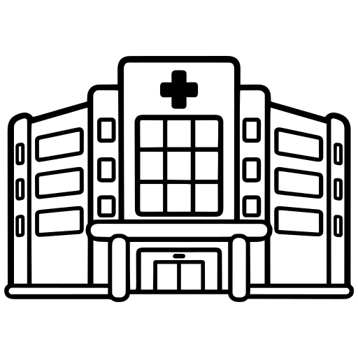 病院の建物のイラスト（丸みのあるデフォルメ）