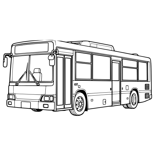 路線バスのイラスト（線画）