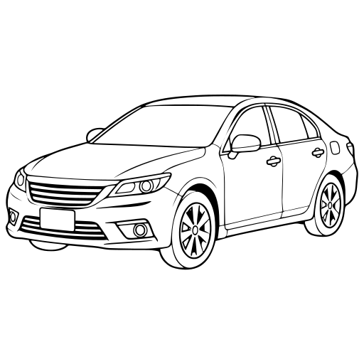 乗用車のイラスト（線画）