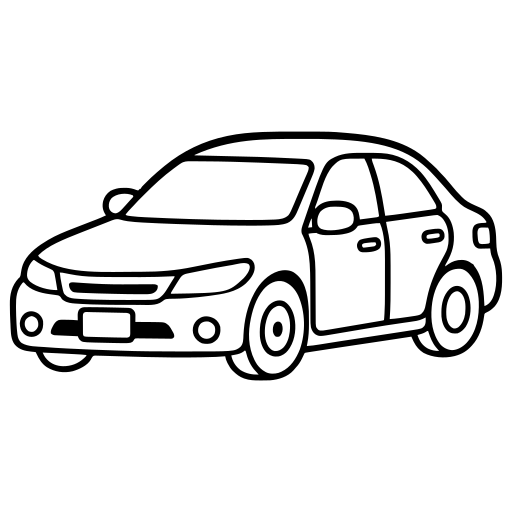 乗用車のイラスト（丸みのあるデフォルメ）