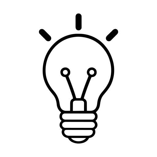 電球の記号のイラスト（丸みのあるデフォルメ）