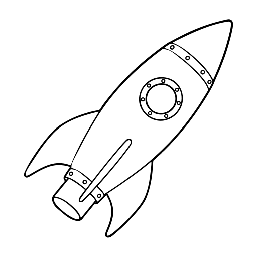 ロケットの記号のイラスト（線画）