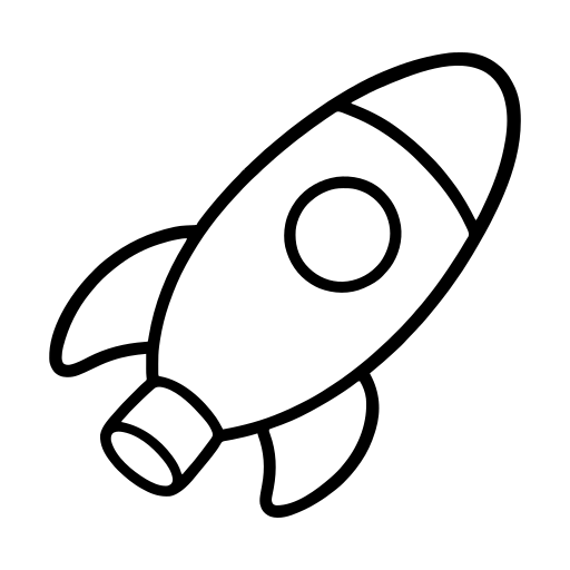 ロケットの記号のイラスト（丸みのあるデフォルメ）