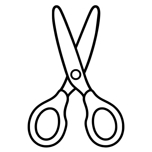 刃を少し開いた文房具のはさみのイラスト（丸みのあるデフォルメ）
