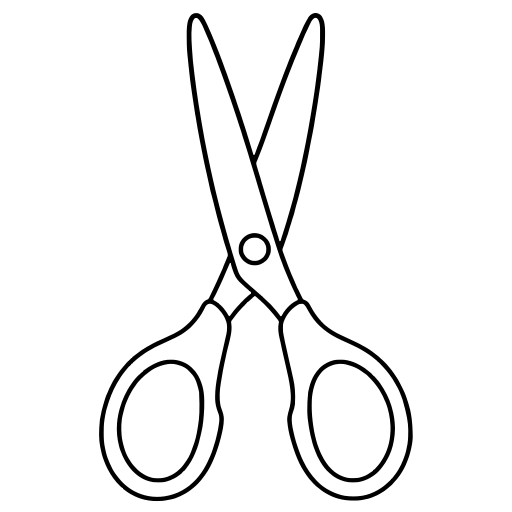 刃を少し開いた文房具のはさみのイラスト（シンプル）
